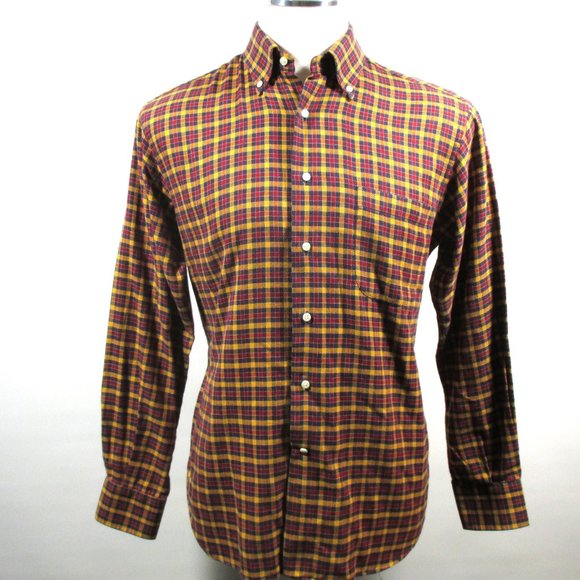 FABIO INGHIRAMI Men's Plaid Shirt Soft Fleece Italy Red Multicolor Size 16/41 - Picture 6 of 12
